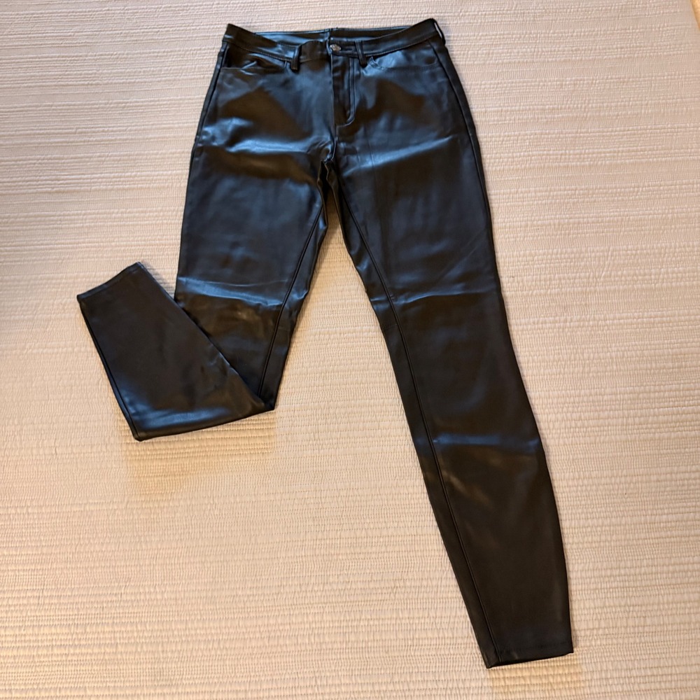 Free People Women's‎ Black Vegan Leather Skinny Pants High Rise Size 27